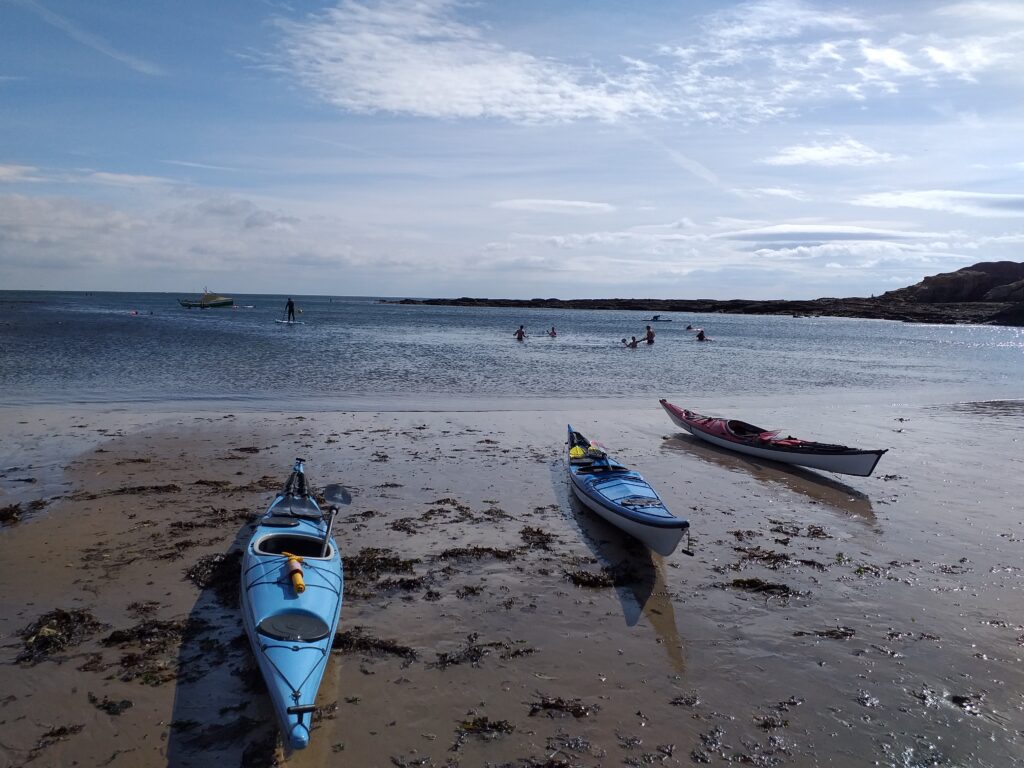 kayaks on the sand